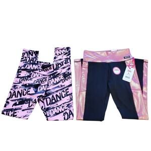 Justice Full Length Leggings with Side Shine Large 12/14 Tech Pocket BOGO